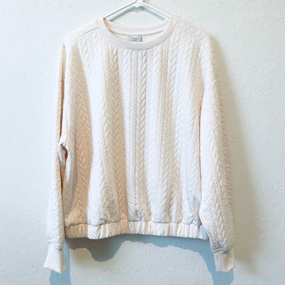 Cream Quilt pattern sweater - A New Day